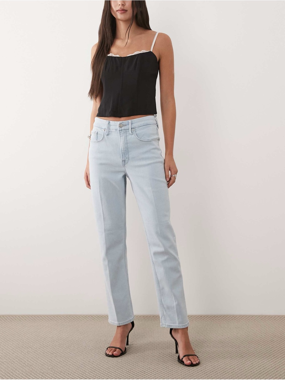 Good American GOOD ICON 90'S CROP BLEACH OUT Indigo1134